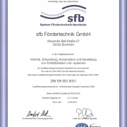 SFB - ISO 9001-2008 Zertifikat 2015